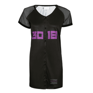 Black polyester short sleeve women jersey dress.