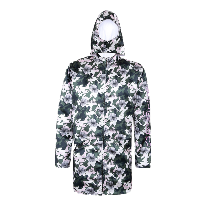 printed green and white unisex hoodie with strey written on the sleeves and pockets in the front