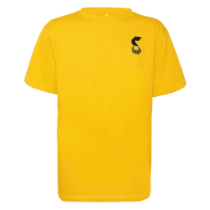 Yellow round neck short sleeves regular fit T-shirt.